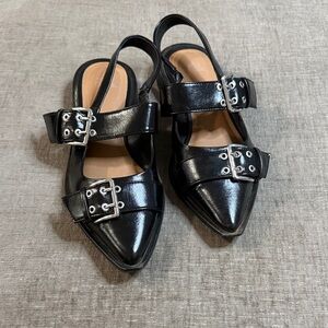 Wild Fable Black Pointed Flats with Buckle Detail
